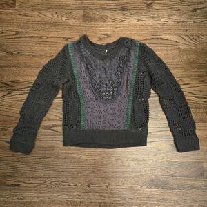 Free People Lace And Eyelet Open Knit Sweater